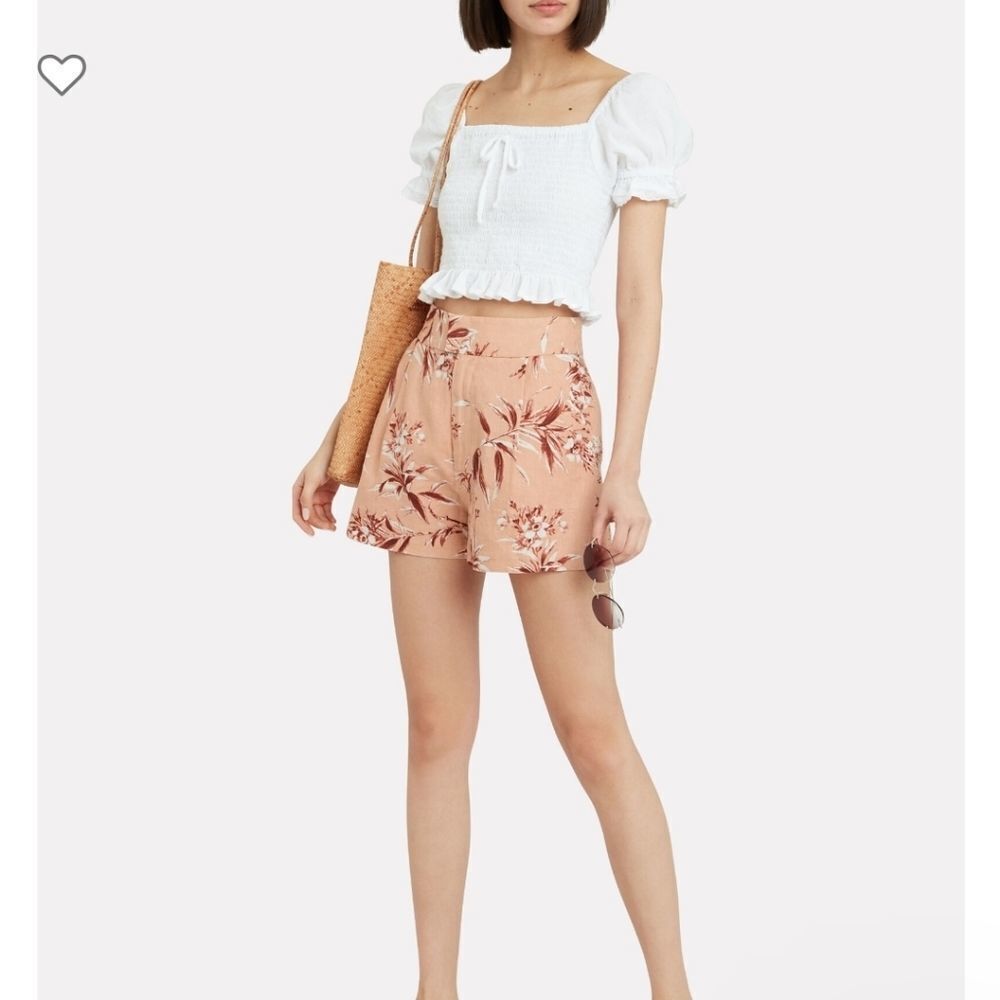 Beautiful floral linen warm blush Joie shorts sz12